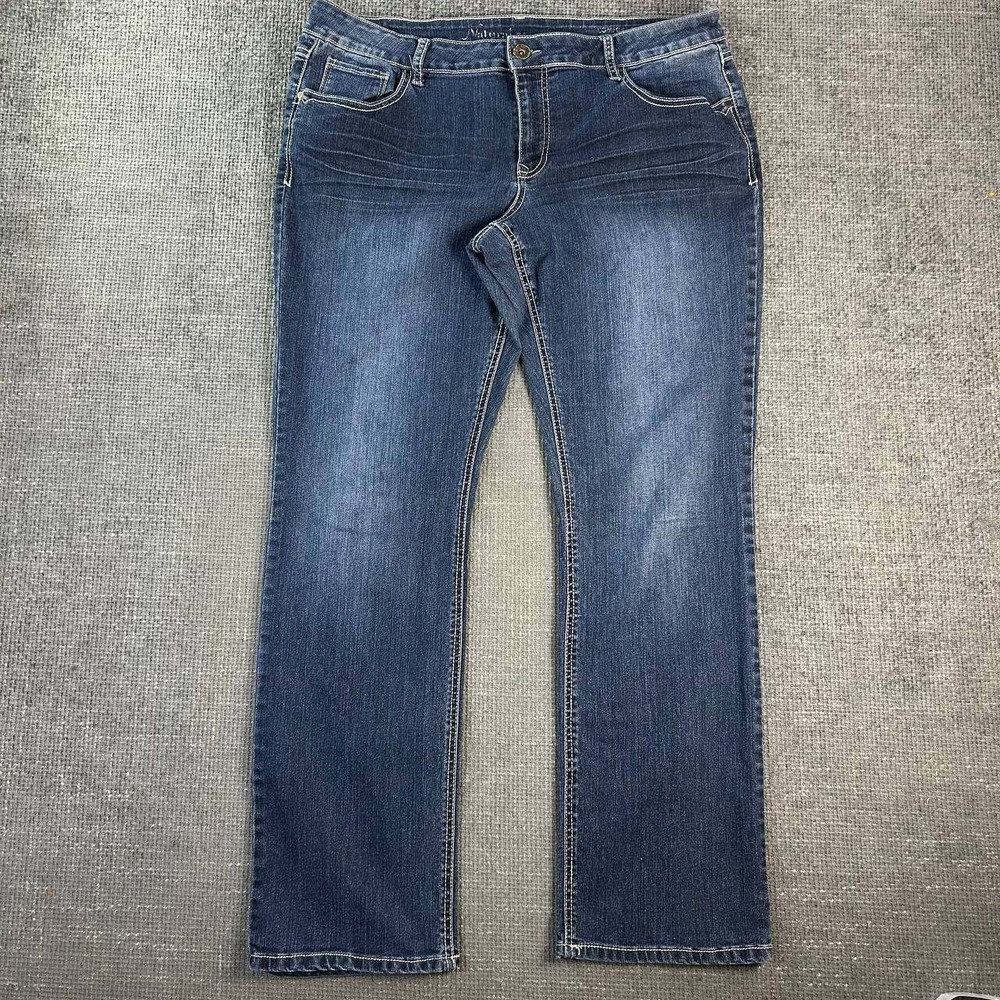 Natural Reflections Bootcut Jeans Womens 18 Blue Dark Wash Stretch Denim